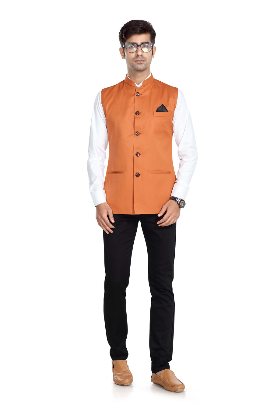 Men's TR Nehru Jacket – Carrot Orange - Back