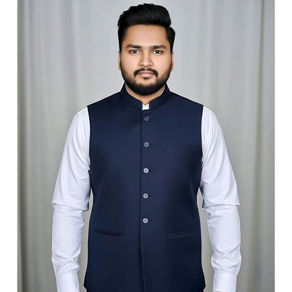 Mafatlal Trendz Nehru Jacket – Navy Blue (TMJ02)