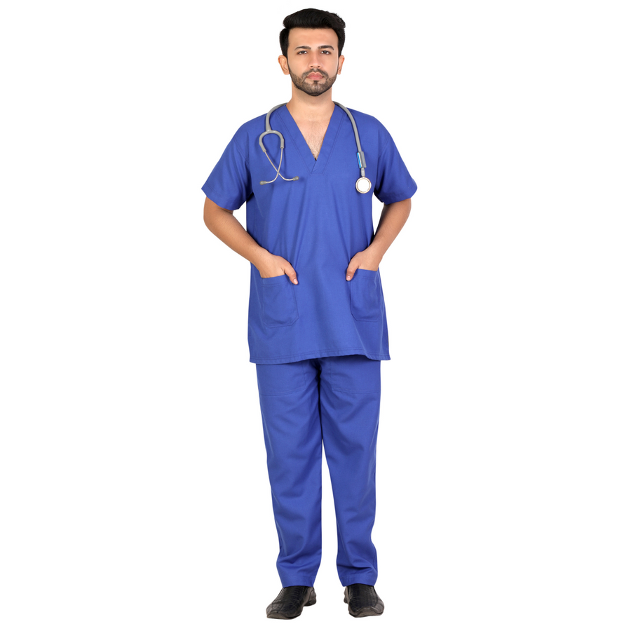 Men's Classic Scrub Suit – Royal Blue - Front