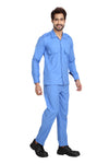 Industrial Worker Uniform – Sky Blue, Full Sleeve – side