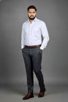 White fil-a-fil men's formal shirt, side pose