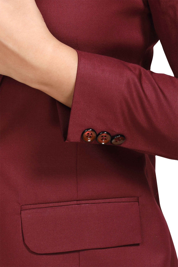 Women's slim fit TR blazer – Dark Maroon – view 2