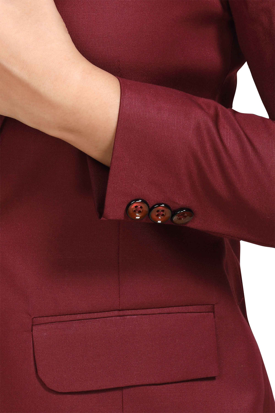 Women's Slim Fit TR Blazer – Dark Maroon - Back