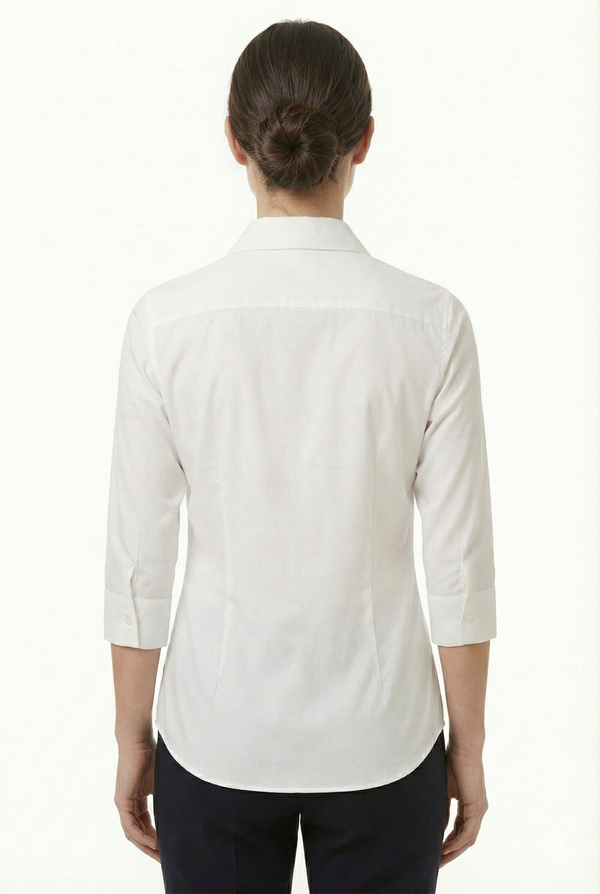 Women's Lycra 3/4 Sleeve Formal Shirt – White – view 6