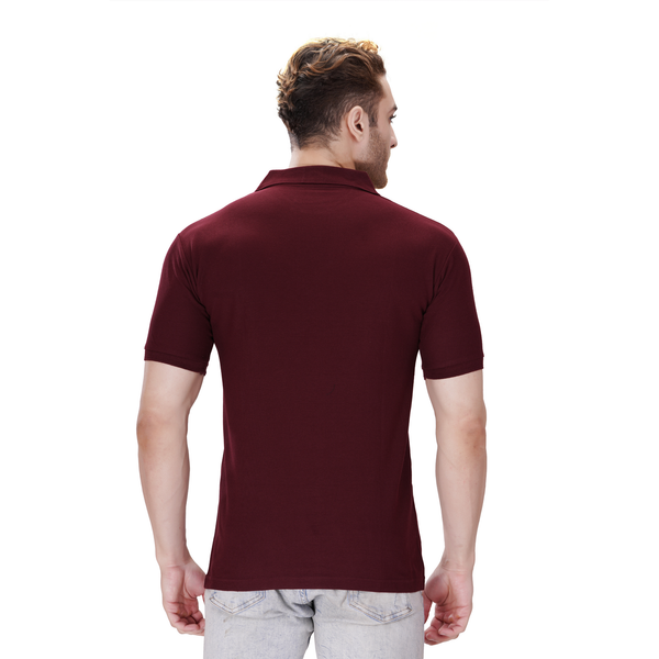 Maroon polo T-shirt (100% cotton) – back view