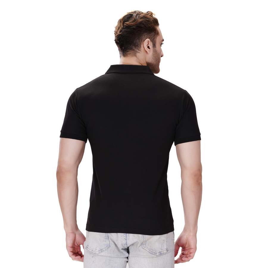 Cotton Polo T-Shirt – Black - Back