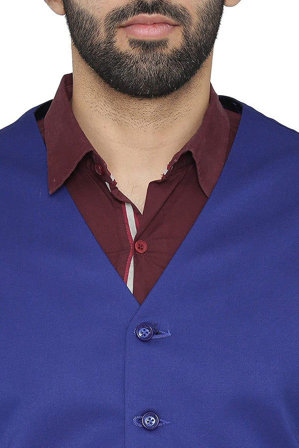 Men's royal blue slim fit TR waistcoat – view 1