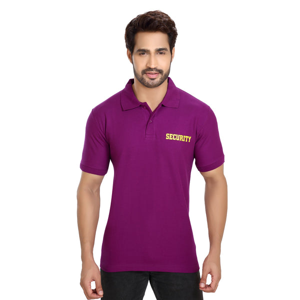 Purple security polo T-shirt – front view