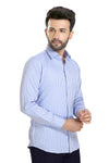 Men's Striped Formal Shirt – Blue – view 4