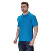 Turquoise Blue polo T-shirt (100% cotton) – right angle view