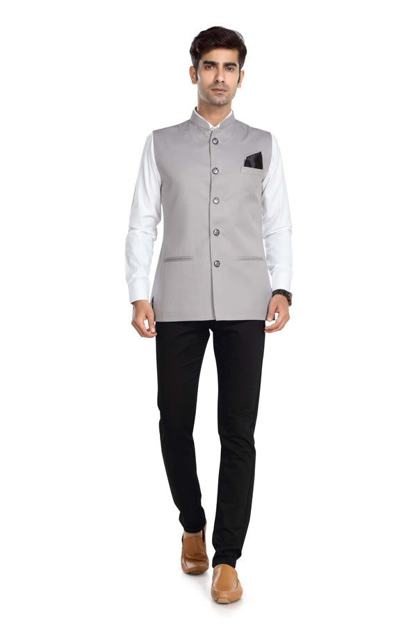 Men's Grey TR Nehru jacket – view 1