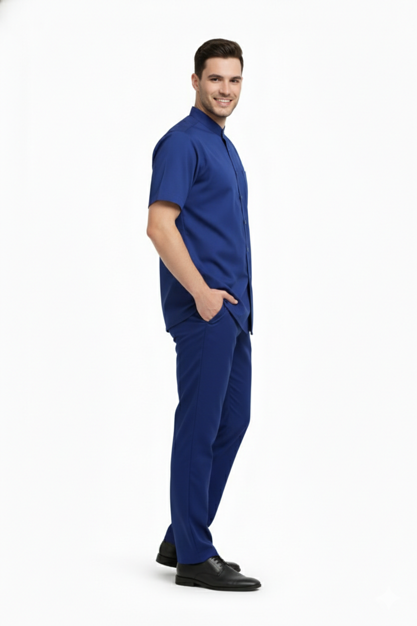 Half Sleeve Waiter Uniform – Royal Blue - Left Sleeve