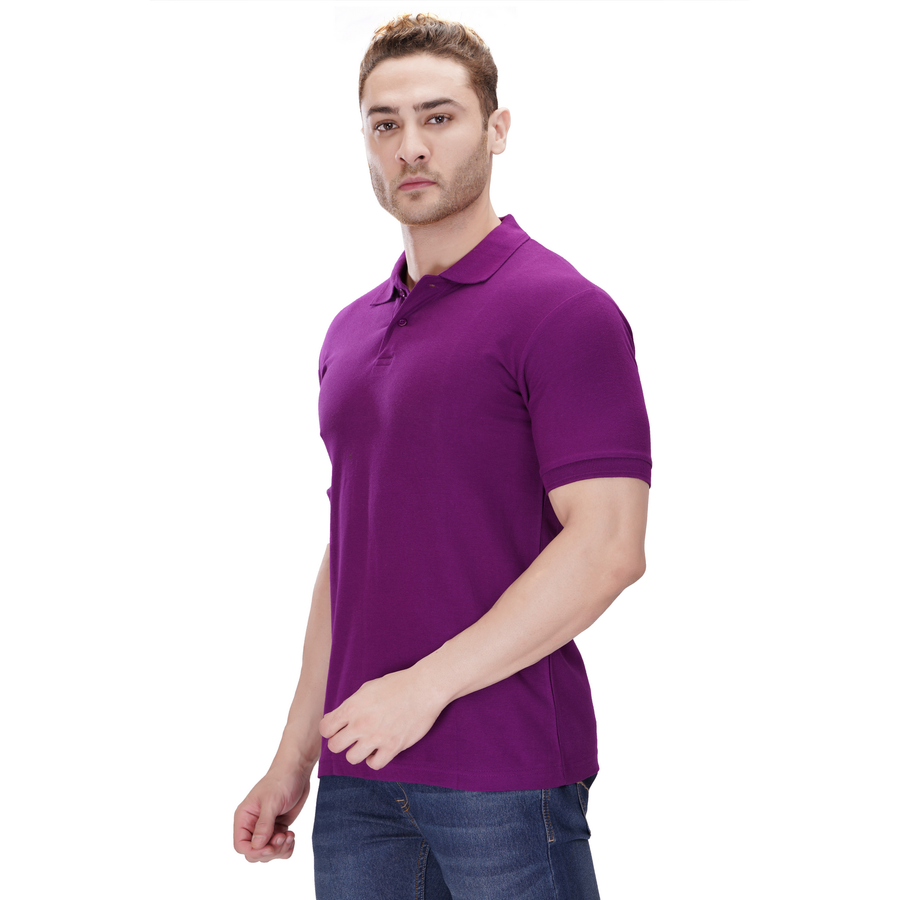 Cotton Polo T-Shirt – Purple - Right Sleeve