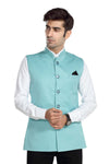 Men's Dark Aqua TR Nehru jacket – front view