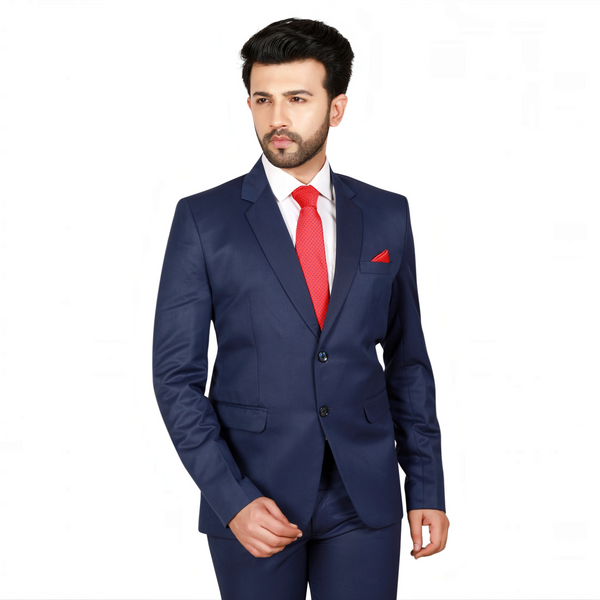 Men's navy blue slim fit formal blazer – view 2