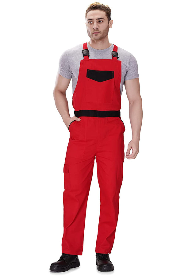 Industrial Dungaree Bib Overall – Red – front