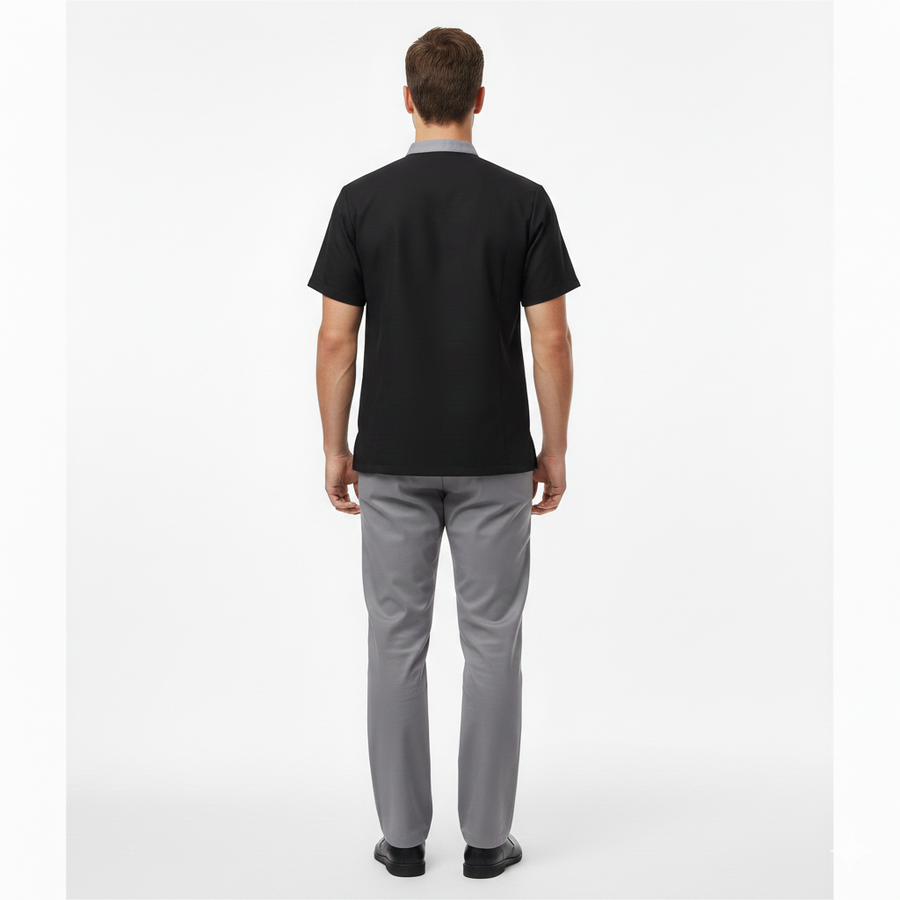 Half Sleeve Waiter Uniform – Black & Grey - Left Sleeve