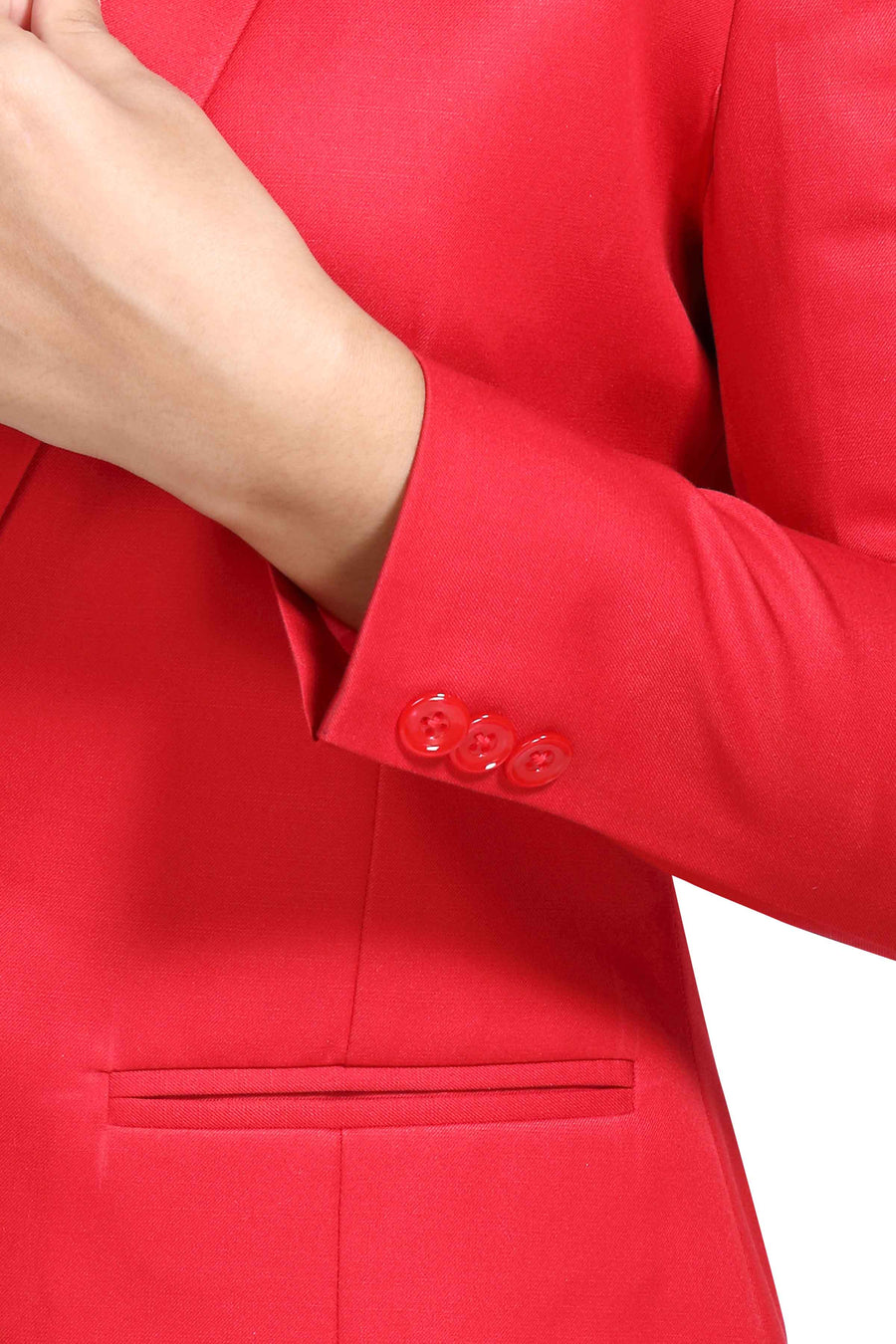 Women's Slim Fit TR Blazer – Red - Right Sleeve
