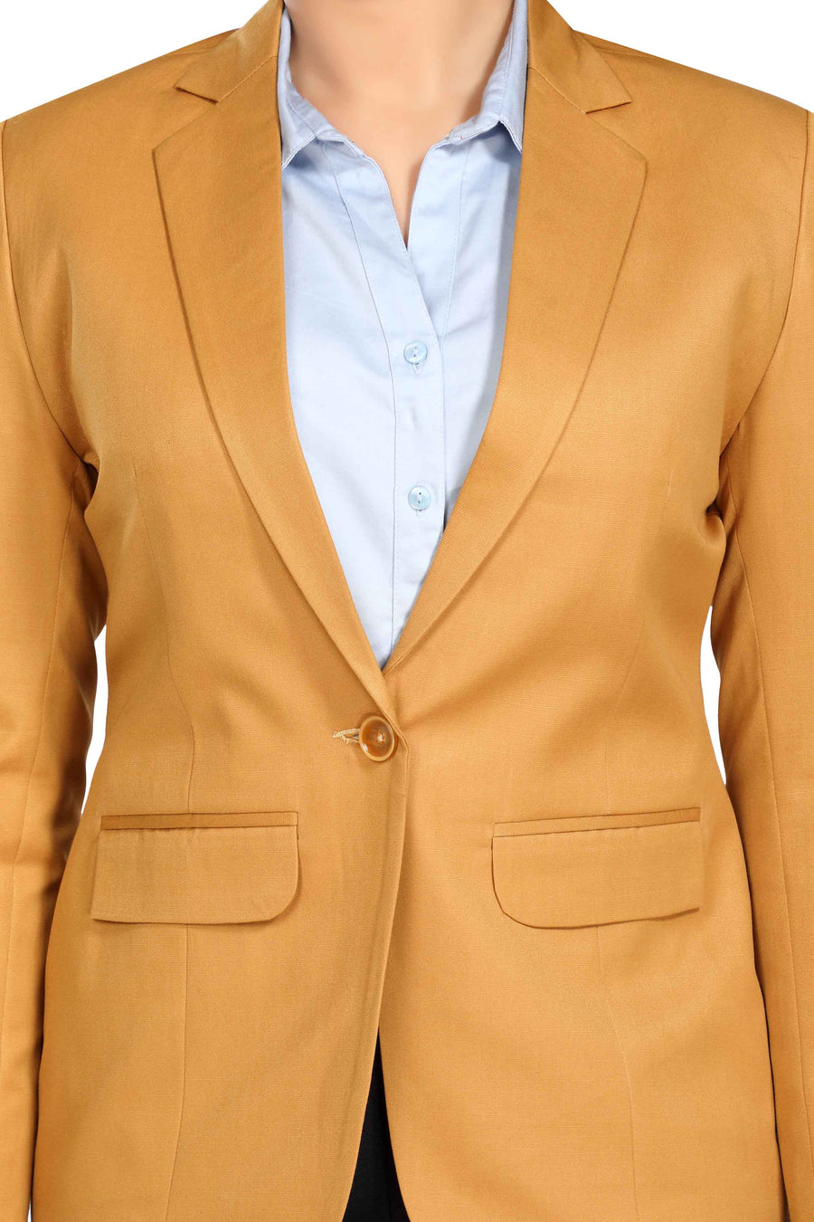 Women's Slim Fit TR Blazer – Mustard Yellow - Left Sleeve