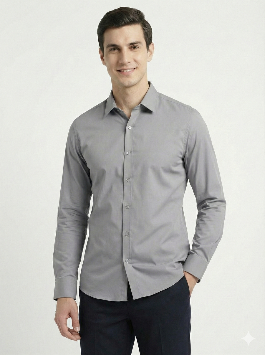 Men's Classic Formal Shirt – Light Grey - Right Sleeve
