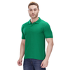 Green polo T-shirt (100% cotton) – left angle view
