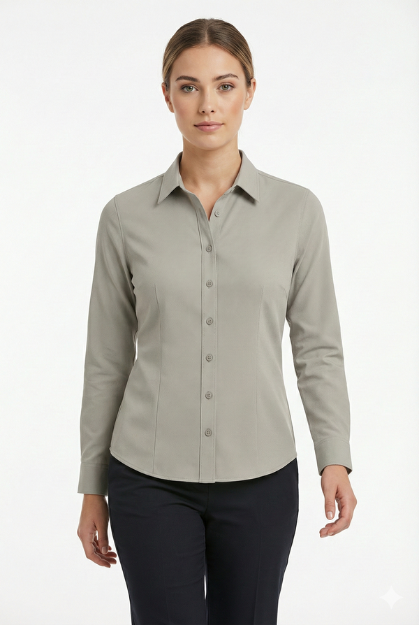 Women's Lycra Formal Shirt – Light Grey – view 2
