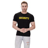 Black security round neck T-shirt with yellow SECURITY print – front view