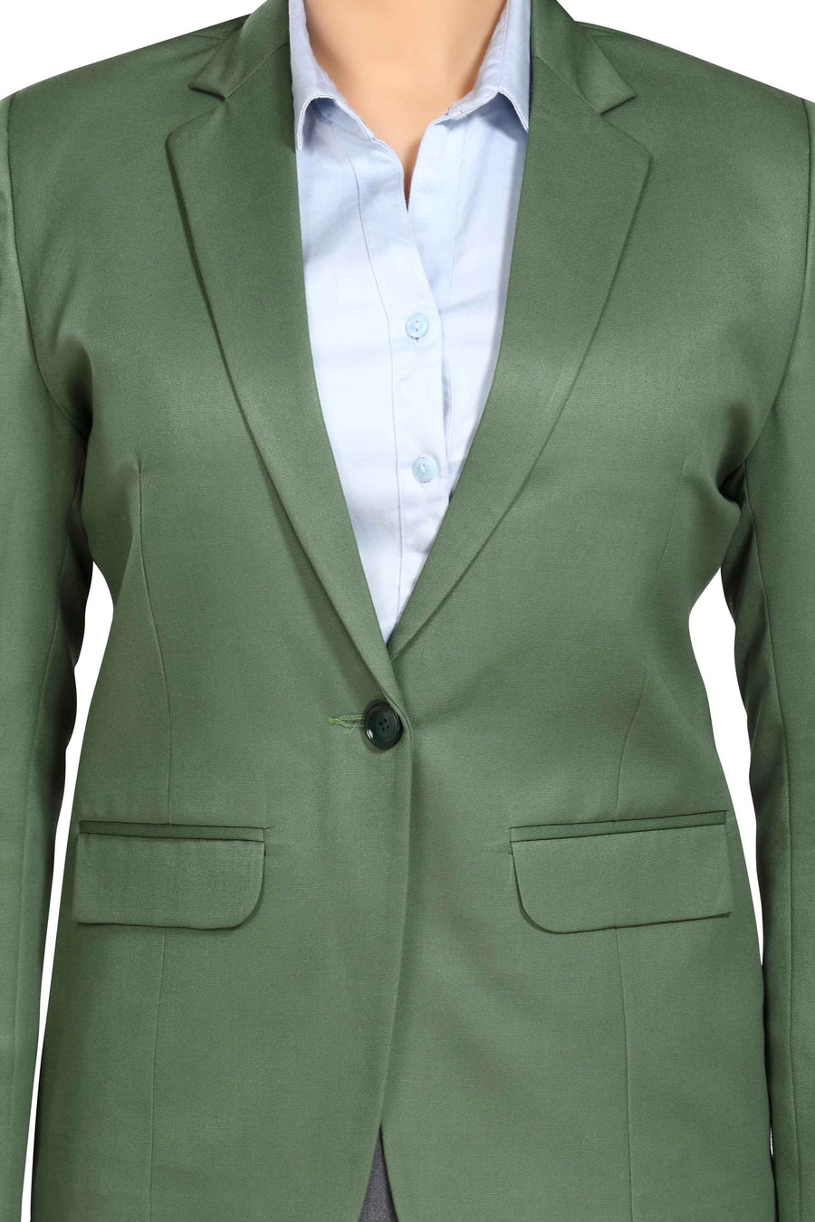 Women's Slim Fit TR Blazer – Green - Left Sleeve