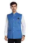 Men's Light Blue TR Nehru jacket – front view