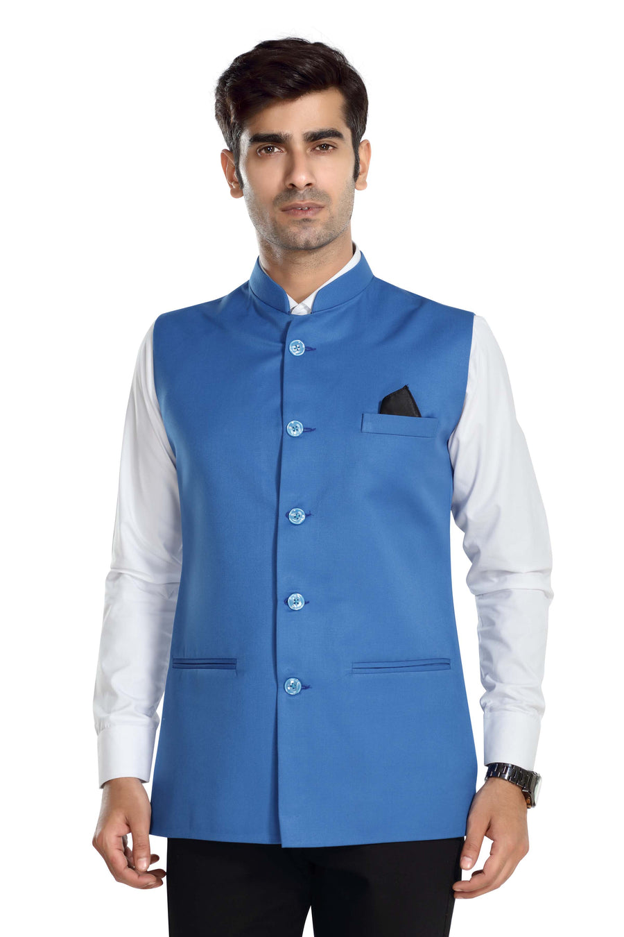 Men's TR Nehru Jacket – Light Blue - Front