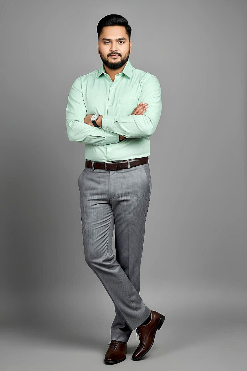 Men's Fil-a-Fil Formal Shirt – Mint Green - Left Sleeve