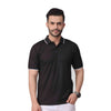 GC 101 Dot-Knit Tipping Polo T-Shirt Black – front