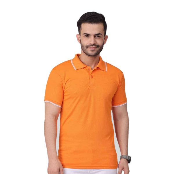 GC 101 Dot-Knit Tipping Polo T-Shirt Orange – front
