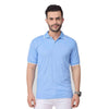 GC 101 Dot-Knit Tipping Polo T-Shirt Sky Blue – front