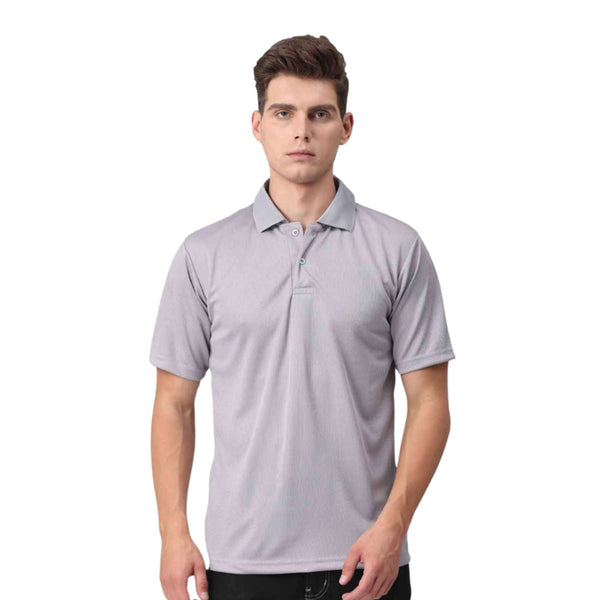 GC 201 Honeycomb Polo T-Shirt Light Grey – front
