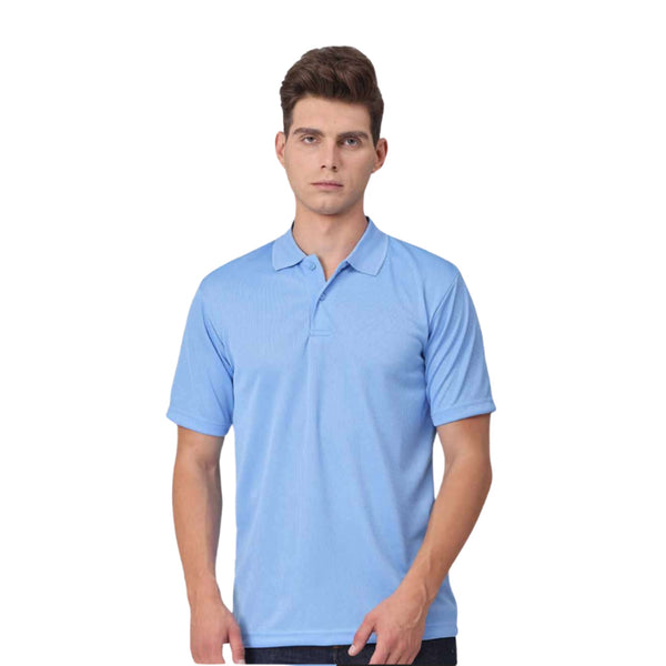GC 201 Honeycomb Polo T-Shirt Sky Blue – front