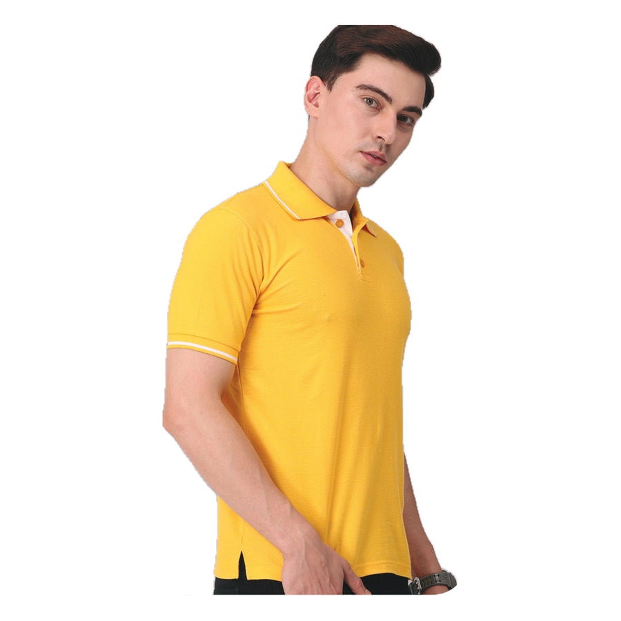 GC 401 PC Pique Tipping Polo T-Shirt – Golden Yellow - Front