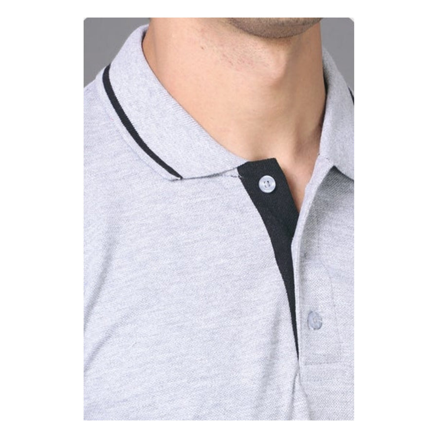 GC 401 PC Pique Tipping Polo T-Shirt – Grey Melange - Back