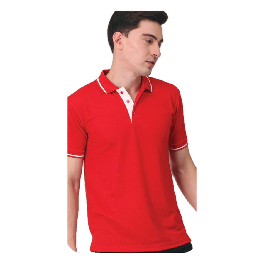 GC 401 PC Pique Tipping Polo T-Shirt – Red - Front