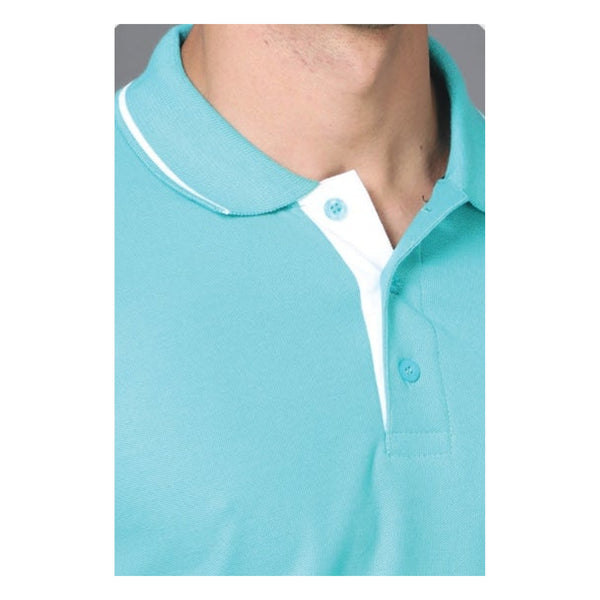 GC 401 PC Pique Tipping Polo T-Shirt – Sea Green – Collar Detail