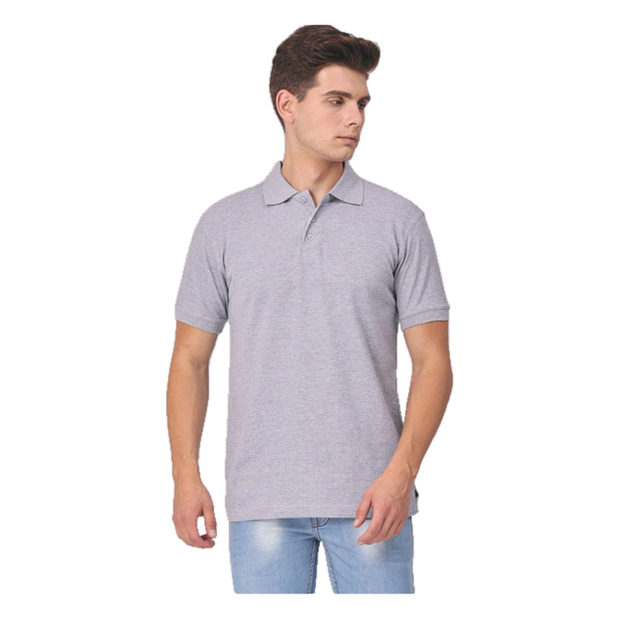 GC 501 Bio-Washed Cotton Polo T-Shirt – Grey Melange - Front
