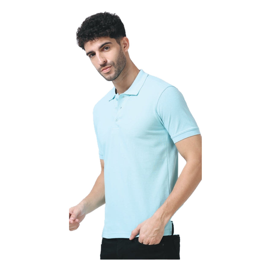 GC 501 Bio-Washed Cotton Polo T-Shirt – Mint Blue - Front
