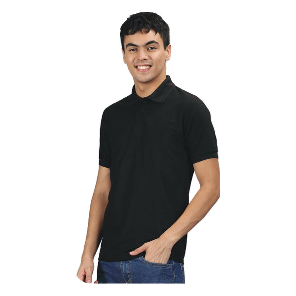 GC B007 Spun Pique Matty Polo T-Shirt – Black – Front