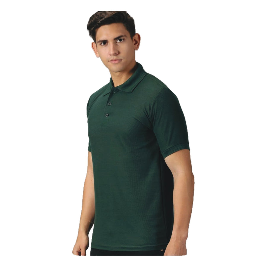 GC B007 Spun Pique Matty Polo T-Shirt – Bottle Green - Front