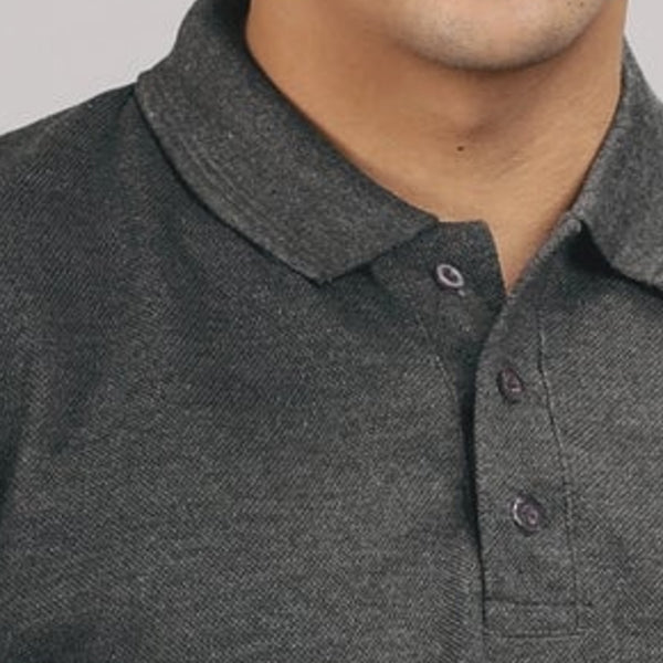 GC B007 Spun Pique Matty Polo T-Shirt – Charcoal – Collar Detail