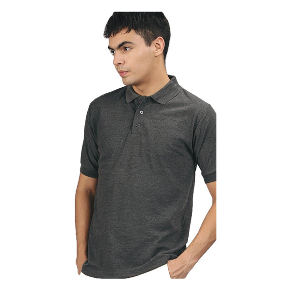 GC B007 Spun Pique Matty Polo T-Shirt – Charcoal – Front