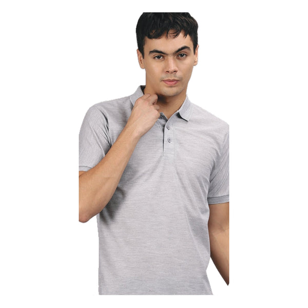 GC B007 Spun Pique Matty Polo T-Shirt – Grey Melange – Front