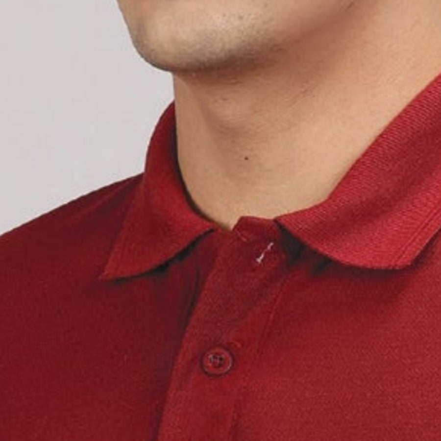 GC B007 Spun Pique Matty Polo T-Shirt – Maroon - Back