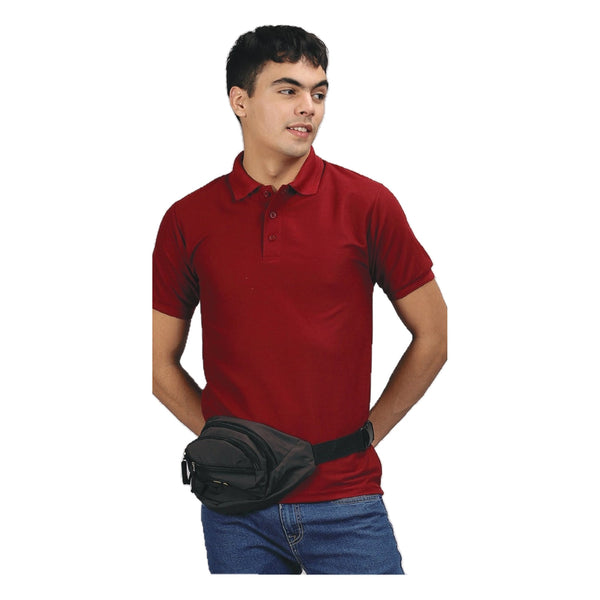 GC B007 Spun Pique Matty Polo T-Shirt – Maroon – Front