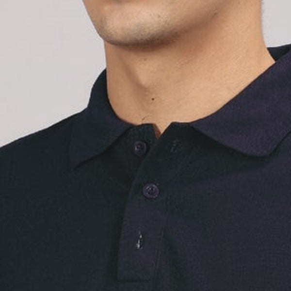 GC B007 Spun Pique Matty Polo T-Shirt – Navy Blue – Collar Detail